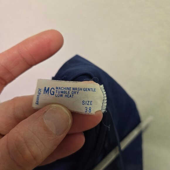 Vintage Navy Blue Lace Trim Satin Slip Gown Nightgown Adjustable Straps S - Picture 8 of 9